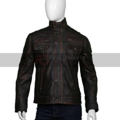 Cafe Racer Distressed Brown Leather Jacket