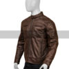 Mens Biker Brown Leather Cafe Racer Jacket