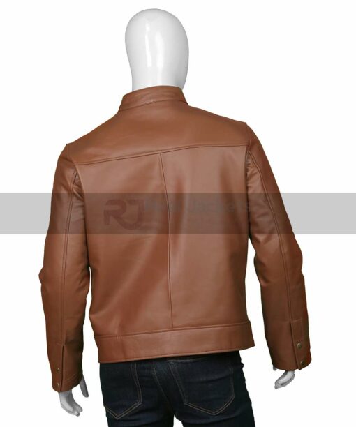 Mens Brown Leather Biker Jacket