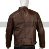 Mens Brown Leather Cafe Racer Jacket