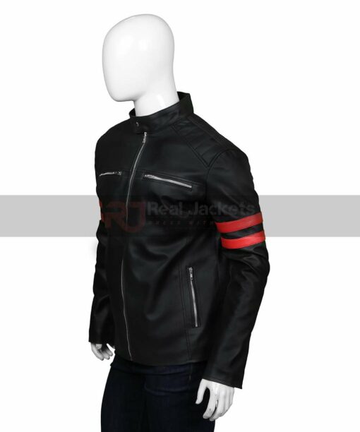Mens Retro Motorcycle Black Leather Jacket
