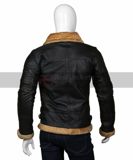 Mens Shearling Black Leather Jacket