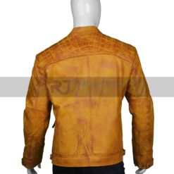 Mens Waxed Tan Brown Leather Jacket