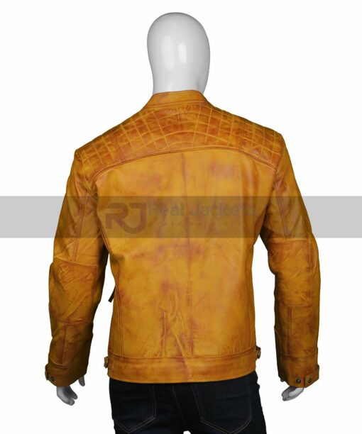 Mens Waxed Tan Brown Leather Jacket