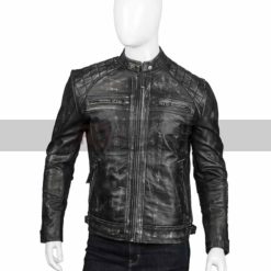 Shoulder Design Distressed Black Jacket