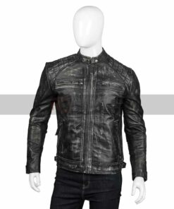 Shoulder Design Distressed Black Jacket