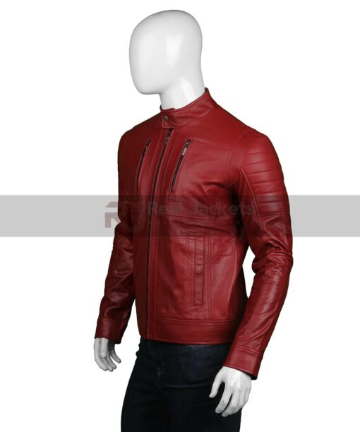 Mens Biker Leather Red Jacket