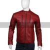 Mens Biker Red Leather Jacket