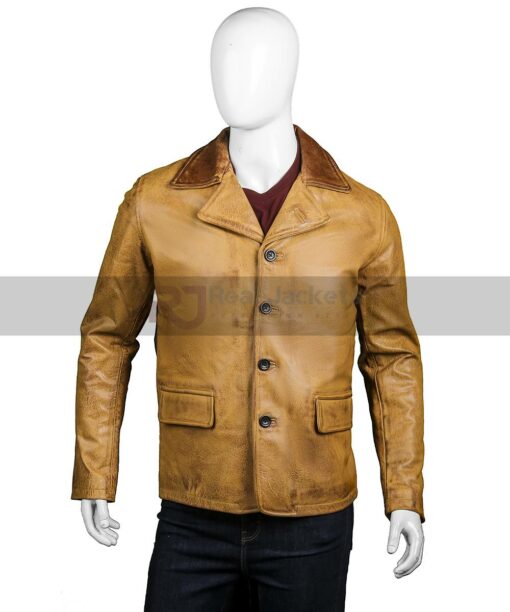 Mens Tan Brown Leather Coat