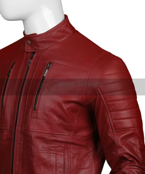 Red Mens Biker Leather Jacket