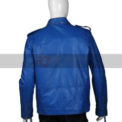 Blue Studded Biker Jacket