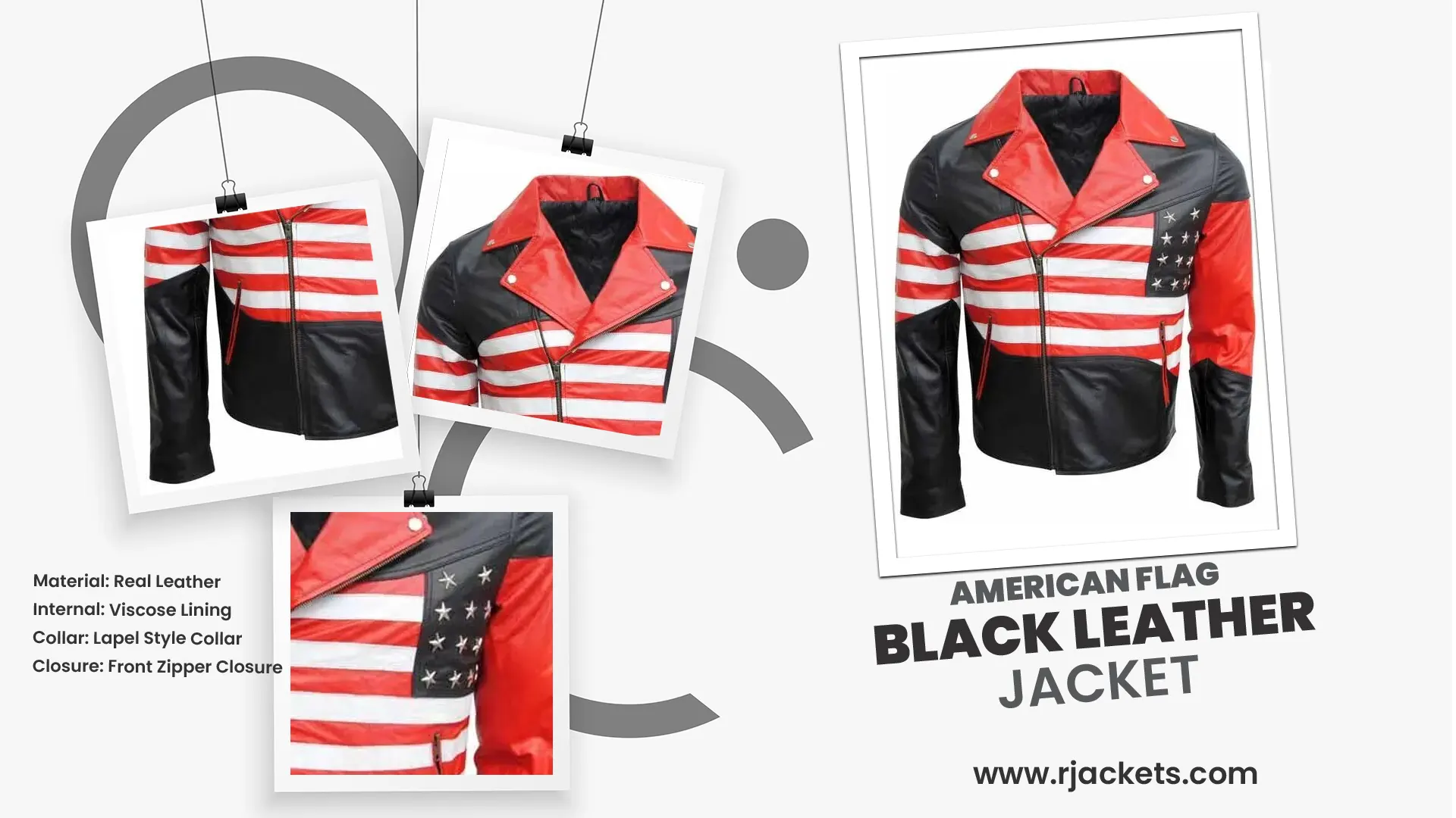 American Flag Black Leather Jacket