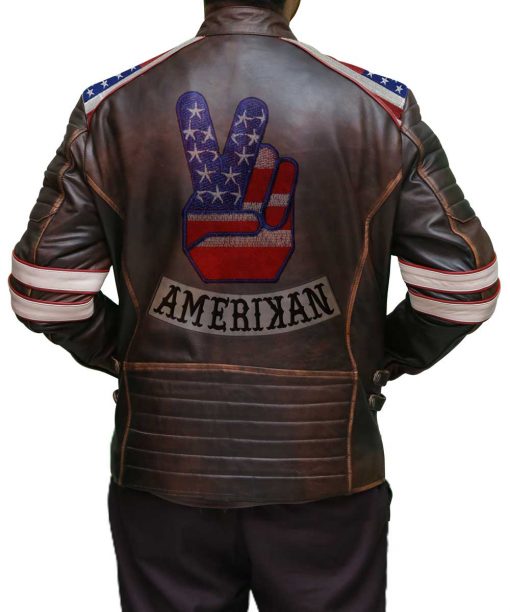 Men's American Flag Brown Jacket
