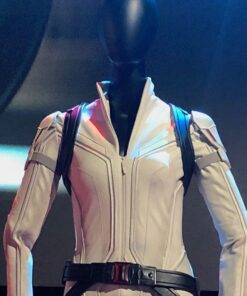 Black Widow 2021 White Leather Jacket