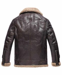 Mens Dark Brown Shearling Real Fur Leather Jacket