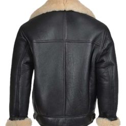 Mens Shearling Black Leather aviator B3 Jacket