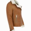 Womens Shearling Tan Brown Leather Jacket