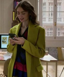 Emily In Paris Lily Collins Wool Green Coat