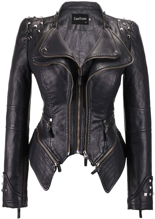 Studded Leather Biker Jacket