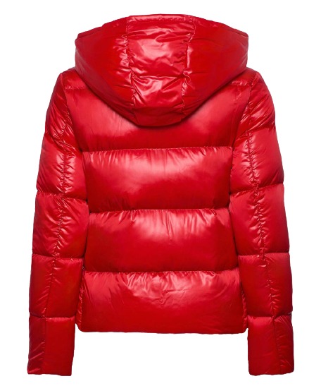 Mens Hooded Red Puffer Winter Jacket