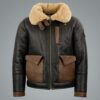 Men Chocolate Sheepskin Bomber Leather Jacket