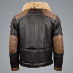 Men Chocolate Sheepskin Bomber Leather Jacket