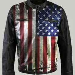 American Flag Motorcycle Leather Jacket