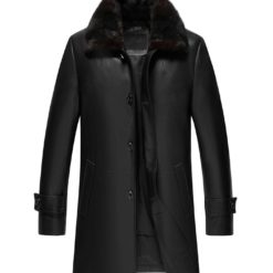 Delta Mens Black Leather Coat