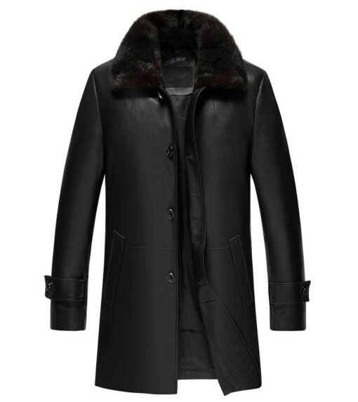 Delta Mens Black Leather Coat