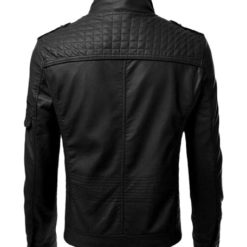 Mens Black Biker Slimfit Leather Jacket
