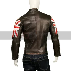 Men's UK Flag Cafe Racer Leather Jacket