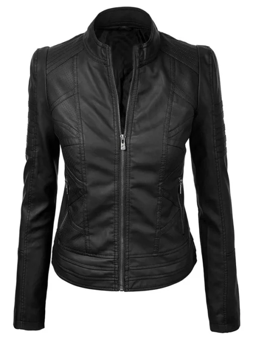 Moto Black leather Jacket Women