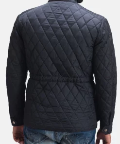 Quilted Style Black Windbreaker Jacket For Mens