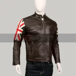 UK Flag Cafe Racer Leather Jacket