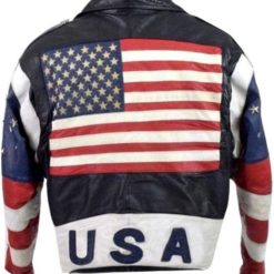USA Flag Brando Vintage 80s Stars Studded Motorcycle Leather Jacket