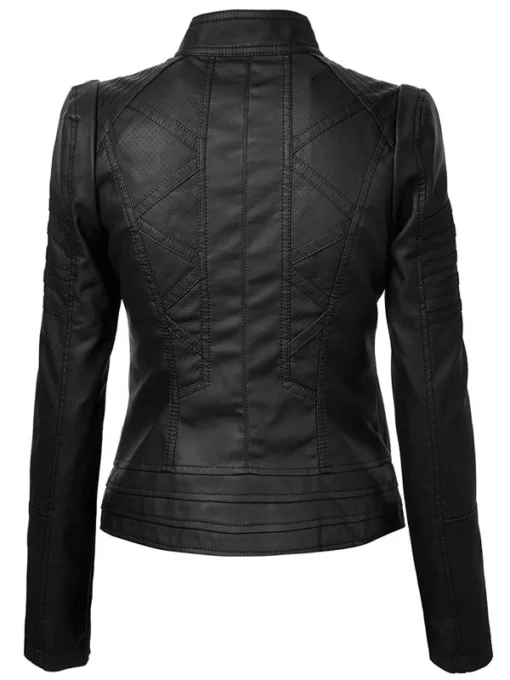 Womens Black Moto Biker leather Jacket