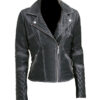 Womens Black Quilted Motorcycle Jacket
