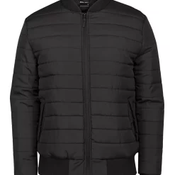 Men's Horizontal Puffer Black Jacket