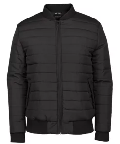 Men's Horizontal Puffer Black Jacket