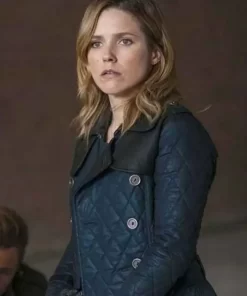 Erin Lindsay Chicago P.D.Blue Leather Quilted Coat