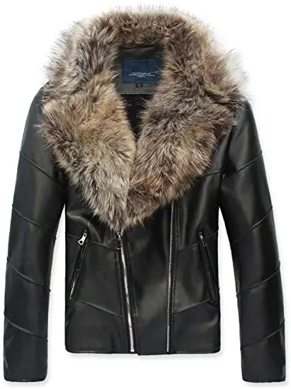 Womens Faux Leather Shearling Jacket