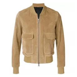 Mens-Beige-Suede-Bomber-Learther-Jacket