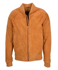 Mens-Camel-Brown-Suede-Bomber-Leather-Jacket