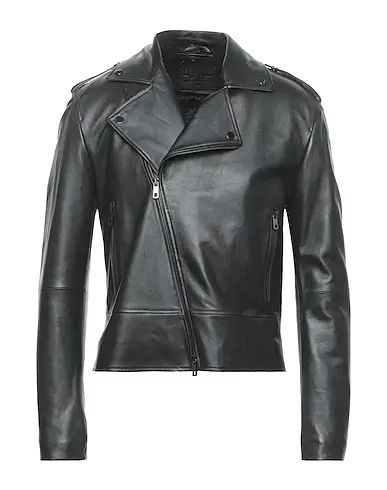 Mens Quilted Black Leather Biker Jacket