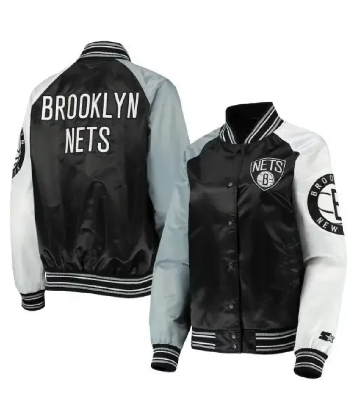 Maker of Jacket NBA Teams Jackets Brooklyn Nets Varsity Black White Letterman