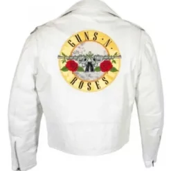 Guns N Roses Paradise City White Leather Motorcycle Jacket 1