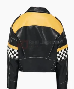Women Black & Yellow Biker Jacket
