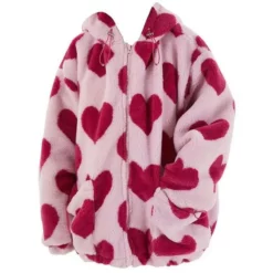 Harajuku Pink Shearling Hooded Jacket