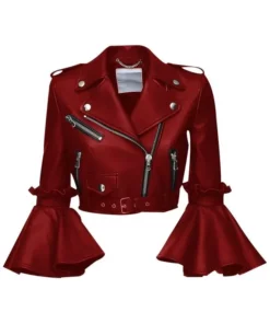 Women Blood Red Cropped Jacket