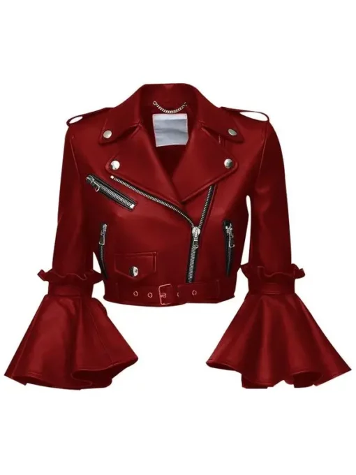 Women Blood Red Cropped Jacket